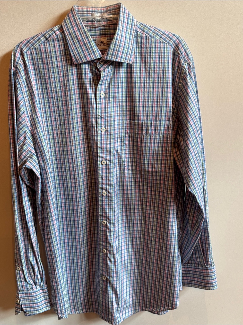 Peter Millar Multicolor Plaid Dress Shirt - Blue, Green, Pink
